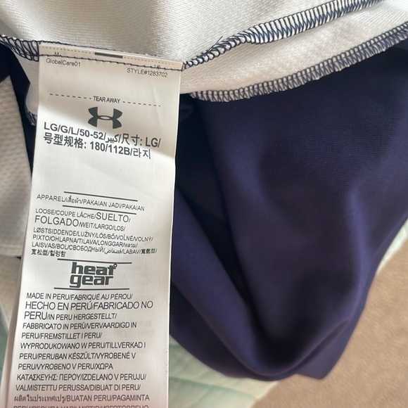 Under Armour Heat Gear mens loose fit navy and white s/s polo shirt NWT - Picture 12 of 14